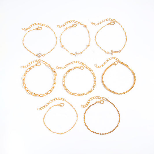 Planderful Vienna Verve Gold Multi Layer Chain Bracelet With Retro Zircon Flowers For Fashion Forward Women Statement Jewelry