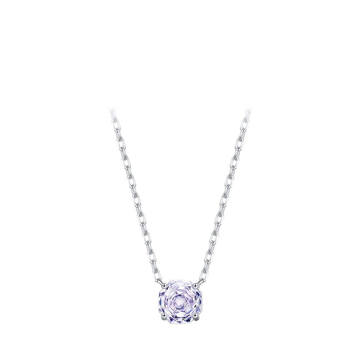 925 Sterling Silver Multicolor Octagonal Rose-Cut Zircon Necklace