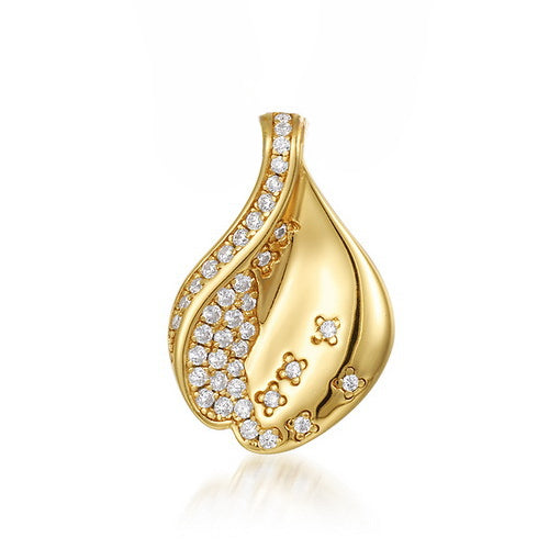 White Zircon Cherry Blossom Petal Sterling Silver Pendant