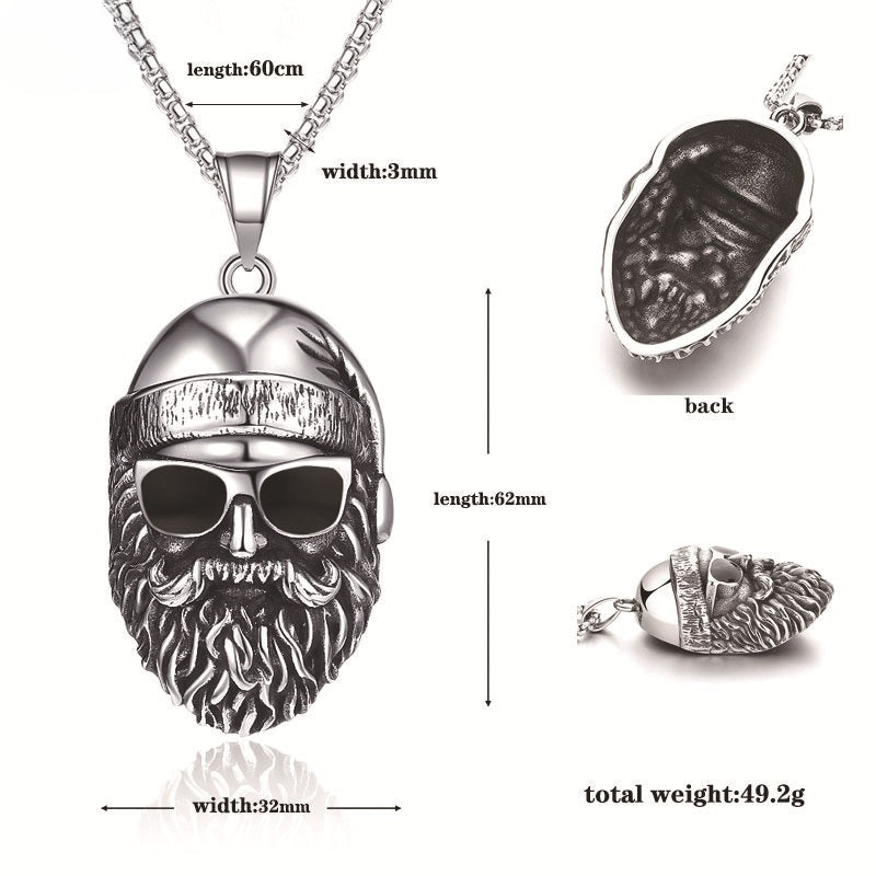 Steel Necklace – Elegant Men's Beard Pendant