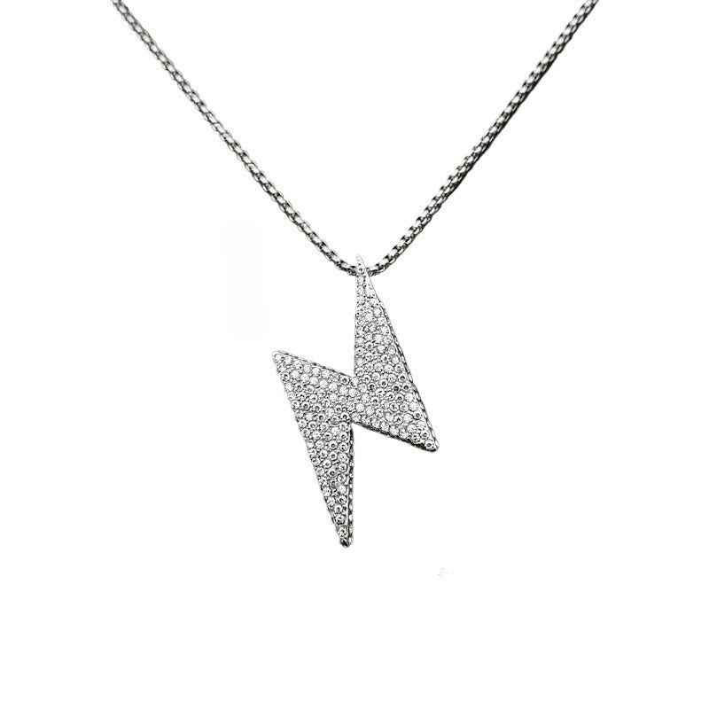 Stainless Steel Hip Hop Necklace From Planderful Everyday Genie With Gold Plated Zircon Lightning Pendant For Men