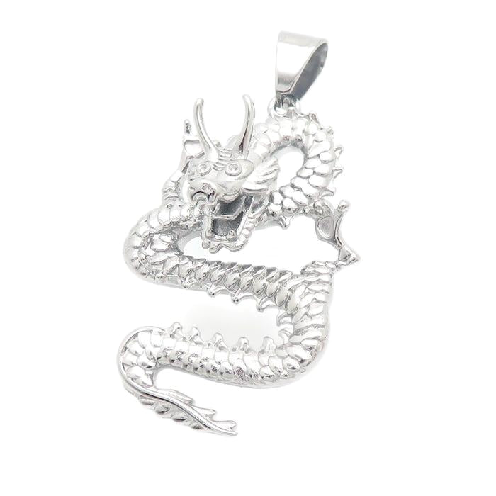 Steel Necklace – Vintage Dragon Pendant For Him Everyday Wear Chinese Zodiac Jewelry