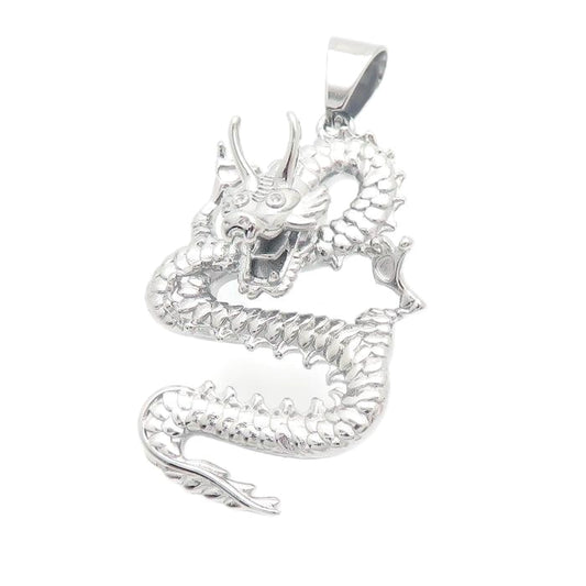 Steel Necklace – Vintage Dragon Pendant For Him Everyday Wear Chinese Zodiac Jewelry