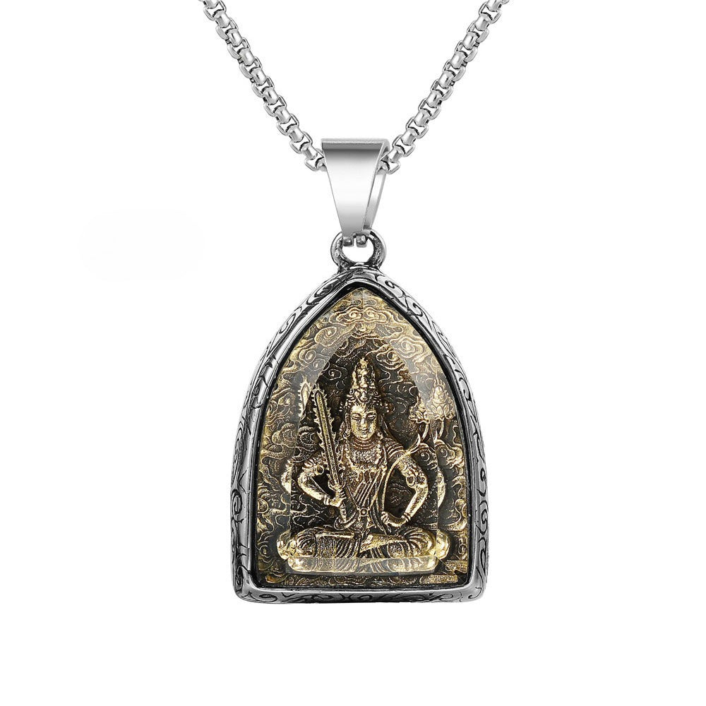 Planderful Buddhist Pendant Eight Patrons Of The Zodiac Guanyin Tathagata Unisex Protection Necklace