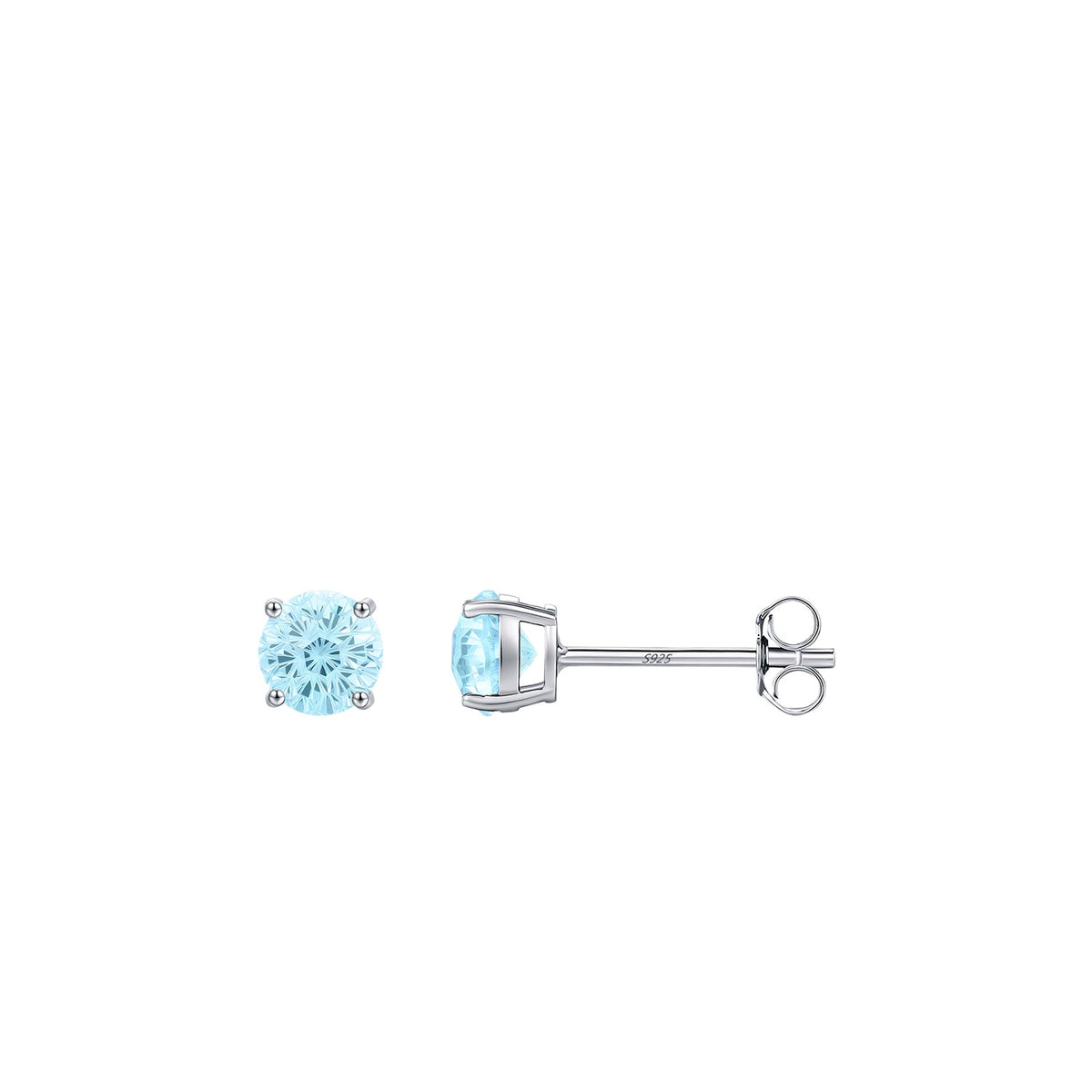 925 Sterling Silver Sea Blue Floral Zircon Stud Earrings