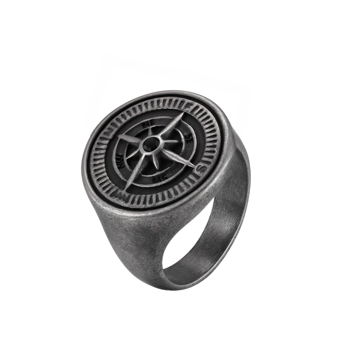 Men's Stainless Steel Color Compass Ring Daily Matching