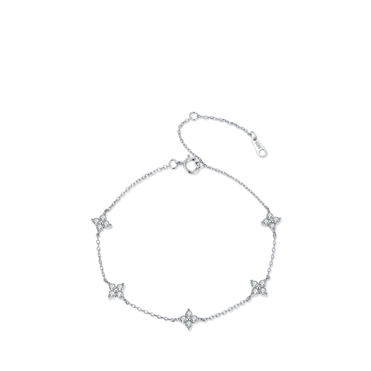 925 Sterling Silver Zircon Clover Bracelet
