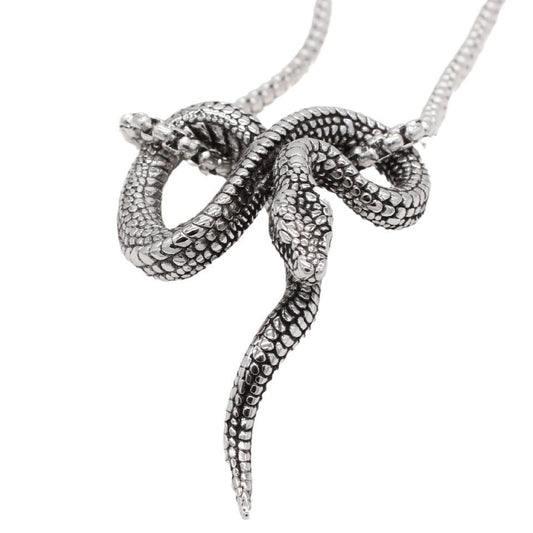 Snake Pendant Necklace For Men Unisex Gothic Steel Protection Statement Planderful Everyday Genie