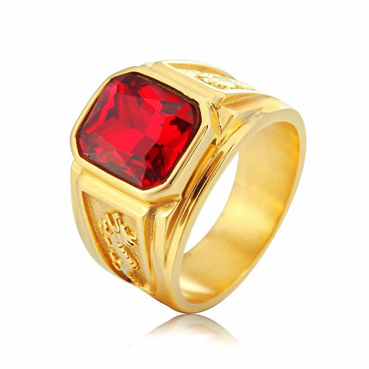 Personalized Retro Double Dragon Zircon Ring Titanium Steel Unisex Protection For Men Women Planderful