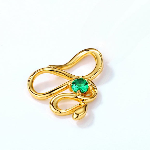 Green Zircon Curved Snake Sterling Silver Pendant