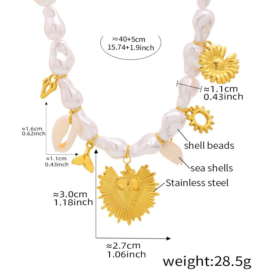 Planderful Clavicle Necklace Baroque Starfish Ocean Women