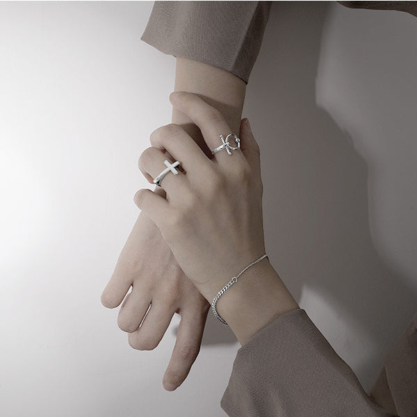 Stylish Splicing Flat Chain Design Sterling Silver Bracelet