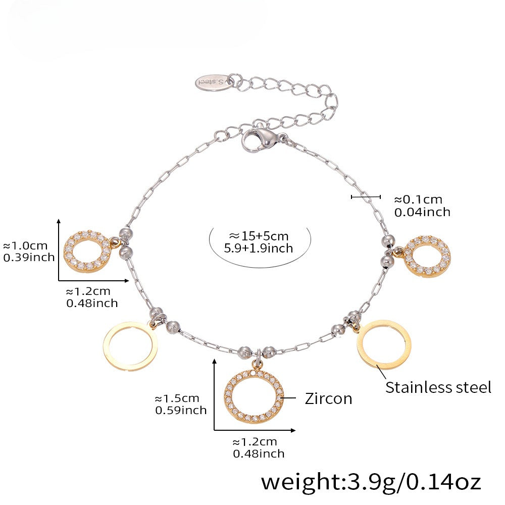 Planderful Zircon Circle Bracelet Women Stainless Steel