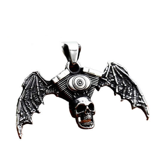 Titanium Steel Gothic Bat Skull Pendant for Men - Retro Cross-Border Wholesale Jewelry