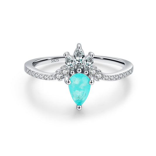 Korean Temperament Tourmaline Sterling Silver Ring