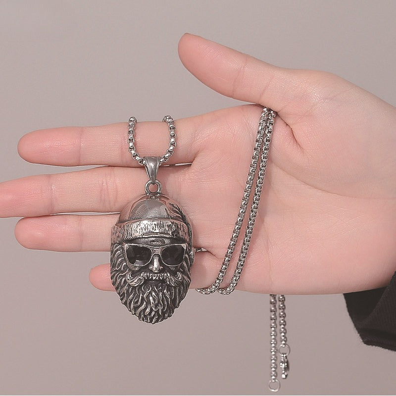 Steel Necklace – Elegant Men's Beard Pendant