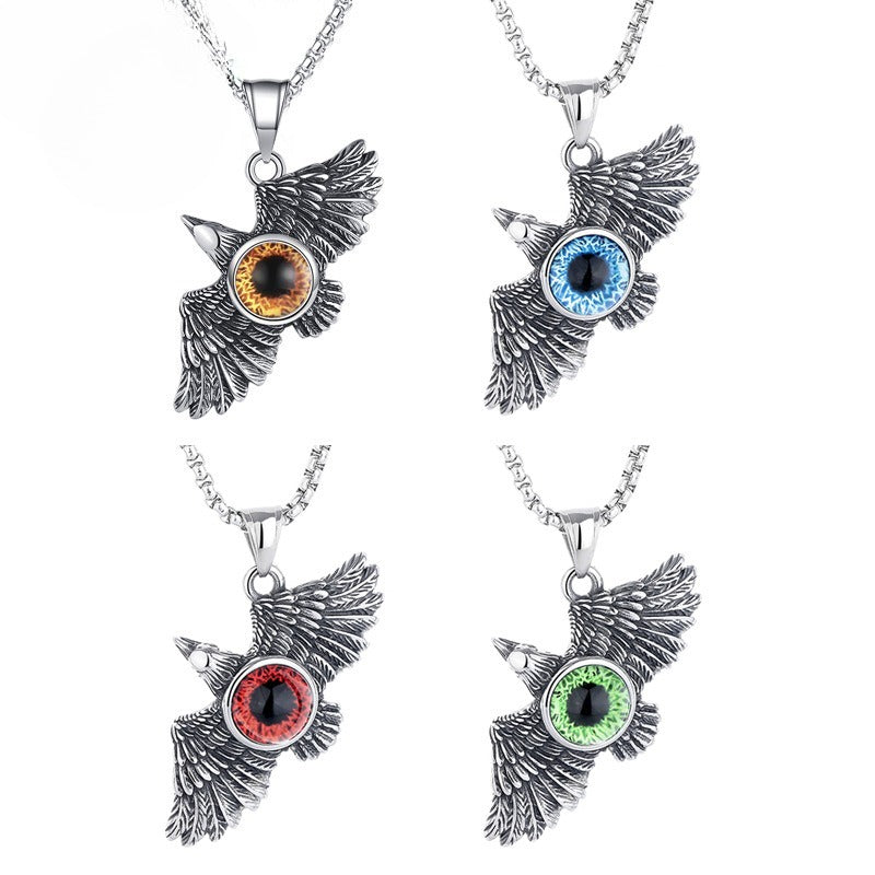 Steel Necklace - Vintage Falcon Pendant