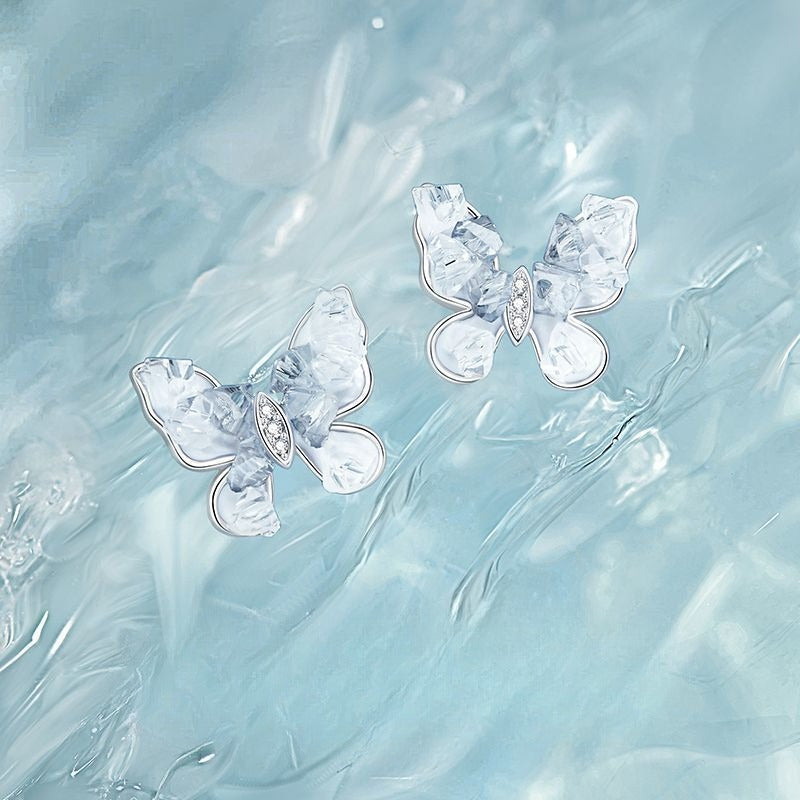 Planderful S925 Sterling Silver Butterfly Zircon Stud Earrings For Women Gift Idea Everyday Genie