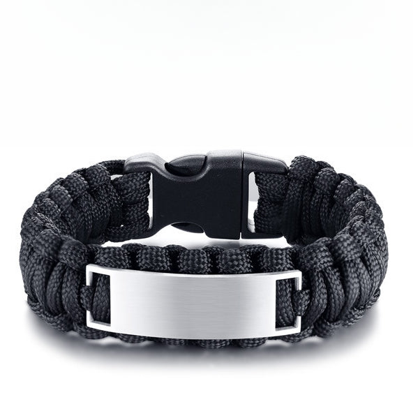Outdoor Sports Hand Rope Men's and Women's Titanium Steel Bent Braided Bracelet Black for Men