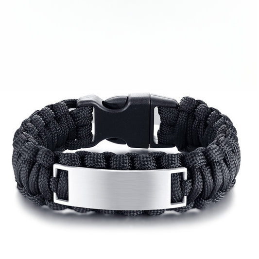 Outdoor Sports Hand Rope Men's and Women's Titanium Steel Bent Braided Bracelet Black for Men