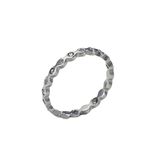 Trendy and Simple Korean Style Instagram-Favorite Women's Titanium Steel Diamond Ring