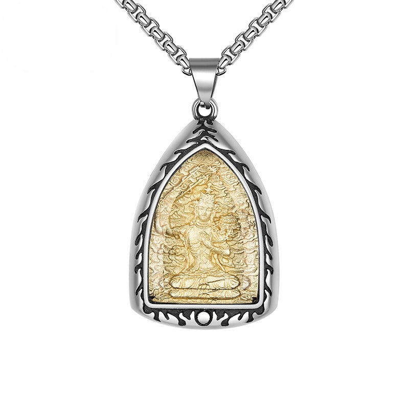 Steel Necklace – Vintage Buddhist Amulet