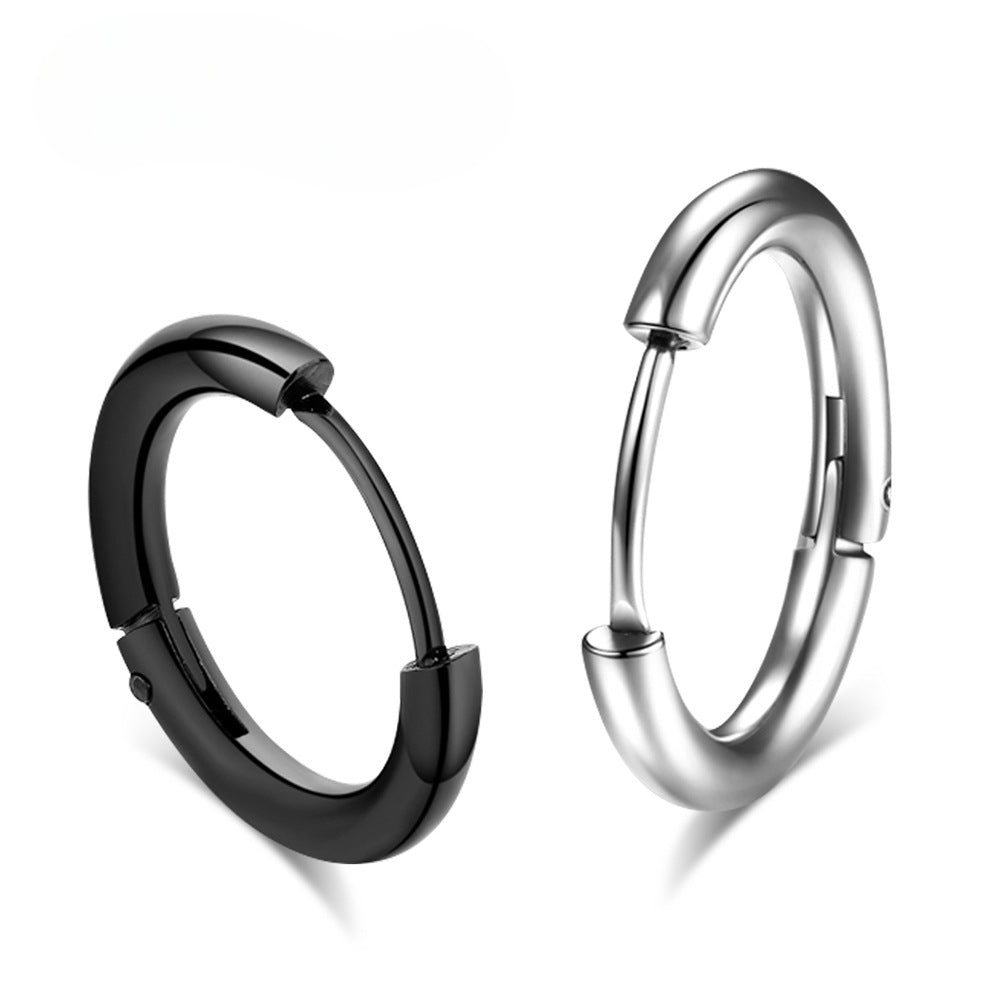 Trendy Stainless Steel Earrings, Black-Plated Ear Buckles