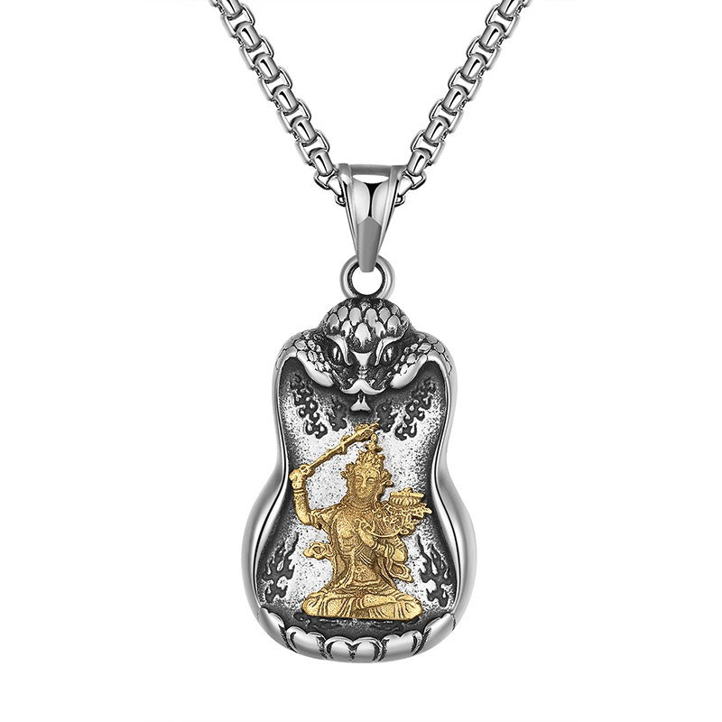 Steel Necklace – Elegant Eight Patron Saints Zodiac Buddha Pendant For Men Everyday Wear Gift