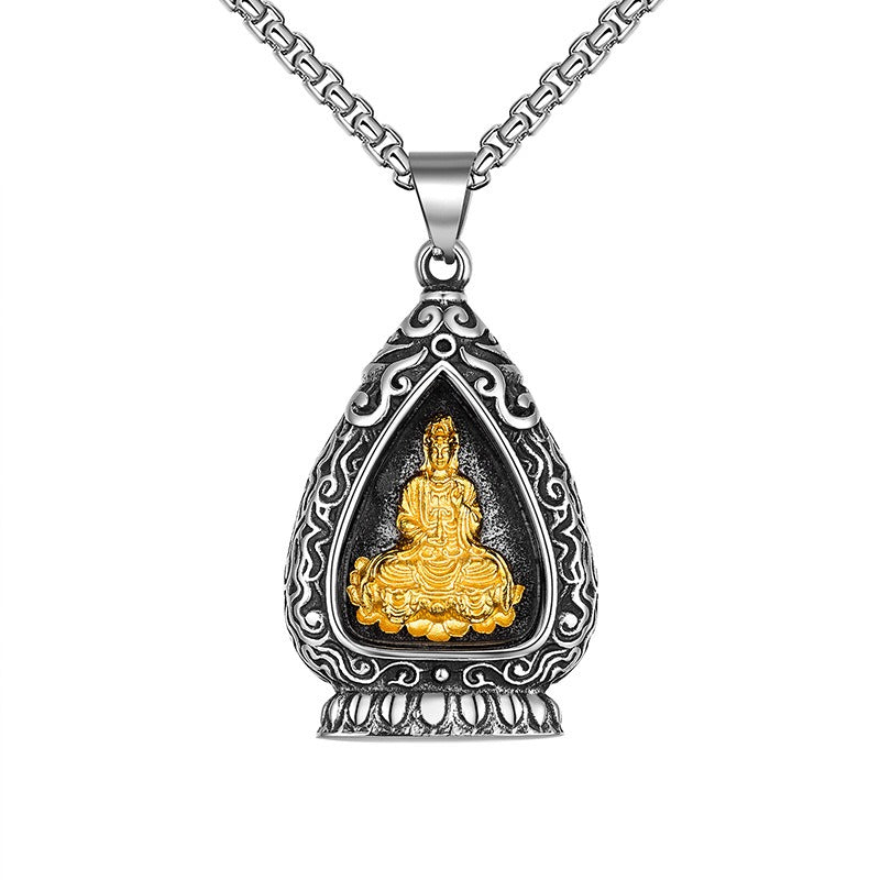 Steel Necklace - Elegant Buddhist Pendant Gift For Boyfriend