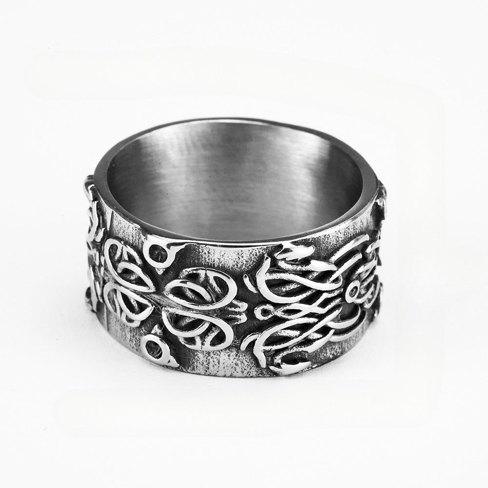 Wish Cross-Border Nordic Celtic Odin Dragon Titanium Steel Ring