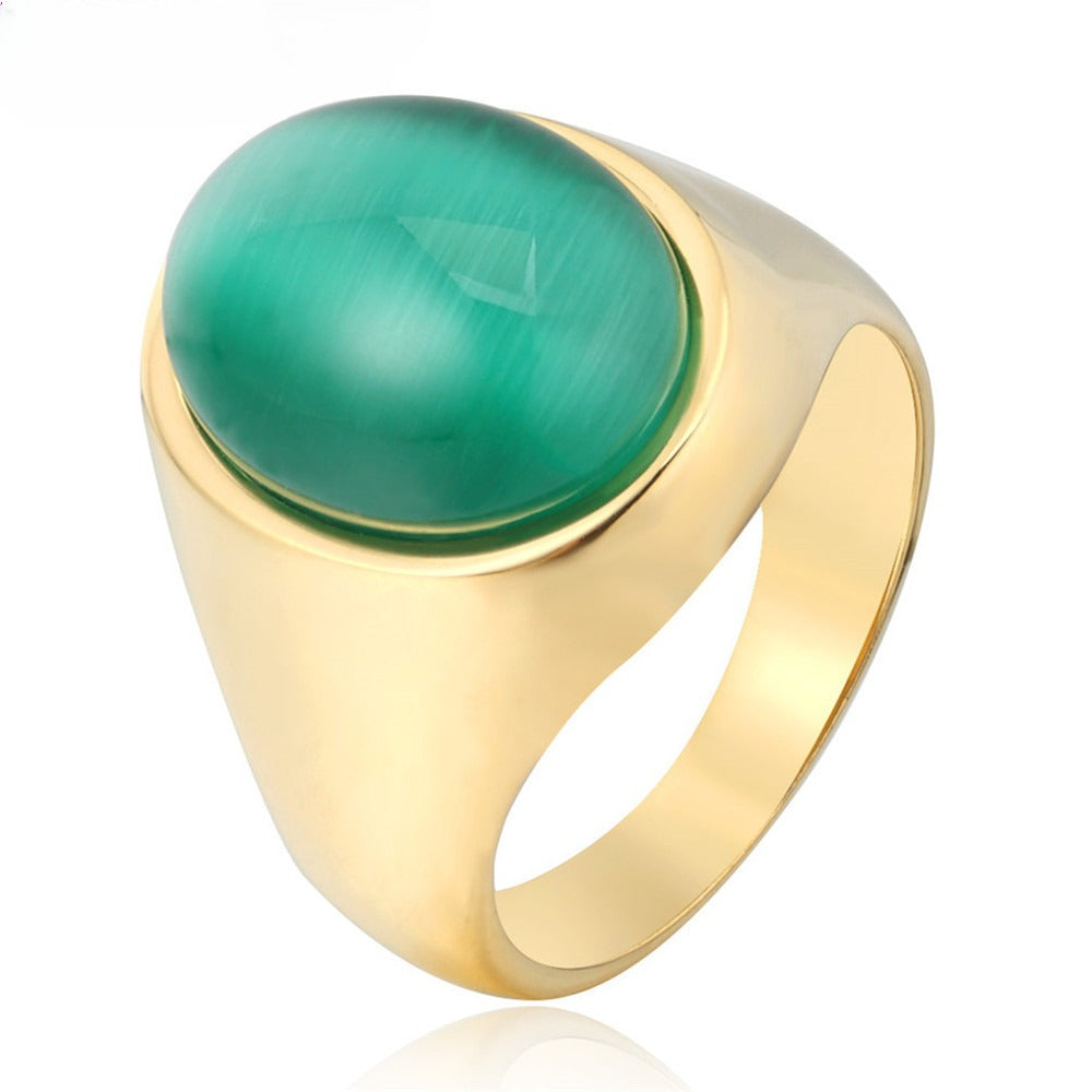 Titanium Steel Green Opal Ring For Him And Her Unisex Protection Statement By Planderful