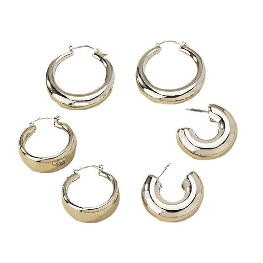 Wholesale Set of Chic Silver Industrial Style Earrings