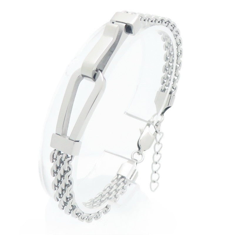 Hip-Hop Bracelet – Niche Design Horseshoe Curved Mesh Chain Stainless Steel Unisex