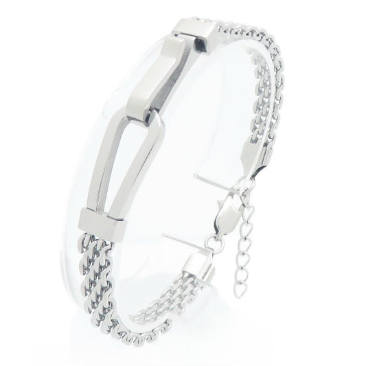 Hip-Hop Bracelet – Niche Design Horseshoe Curved Mesh Chain Stainless Steel Unisex
