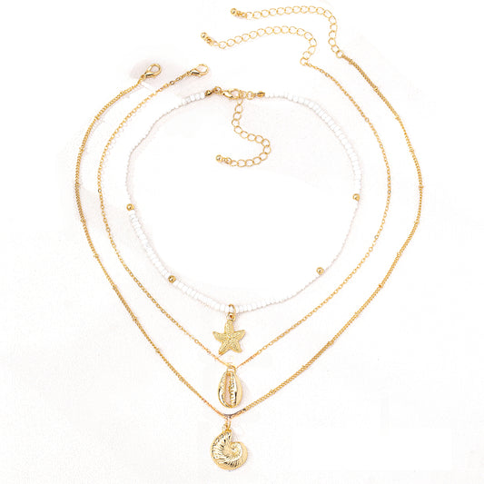 Planderful Vienna Verve Vacation Wind Necklace Set – Multi-Layer Beach Design