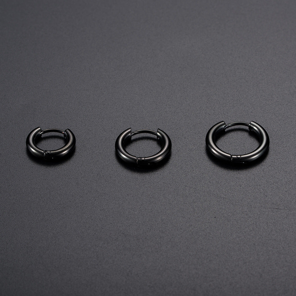 Trendy Stainless Steel Earrings, Black-Plated Ear Buckles