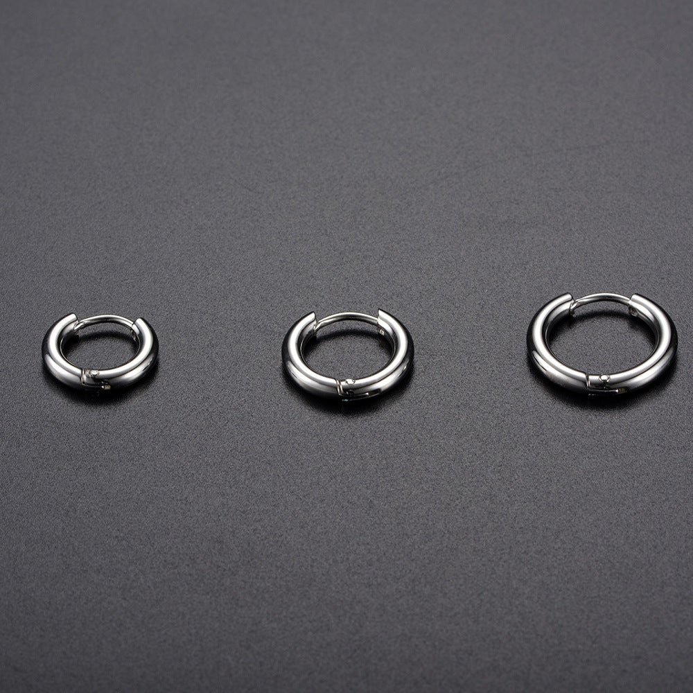 Trendy Stainless Steel Earrings, Black-Plated Ear Buckles