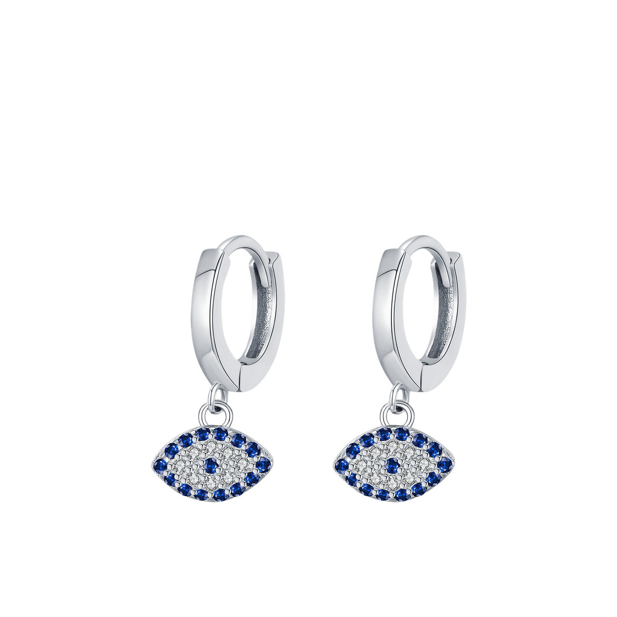 925 Sterling Silver Blue Eye Geometric Earrings