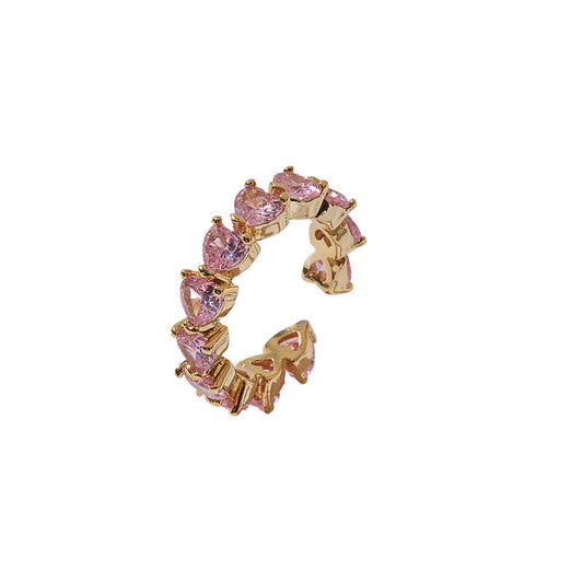 14k Gold Plated Pink Zircon Heart Ring - Elegant Vienna Verve Collection Gemstone Jewelry
