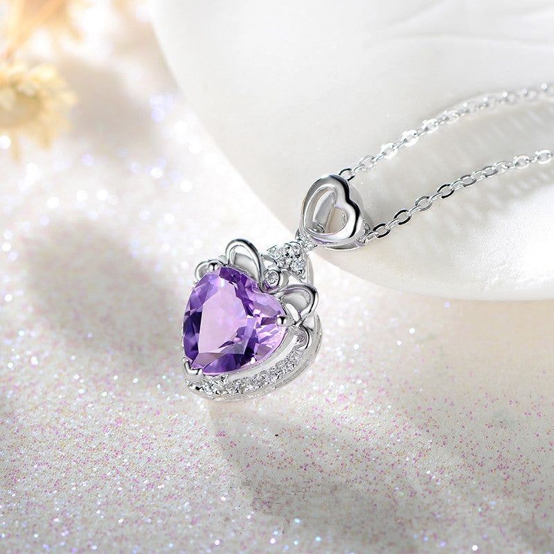 Amethyst Zircon Pendant Necklace