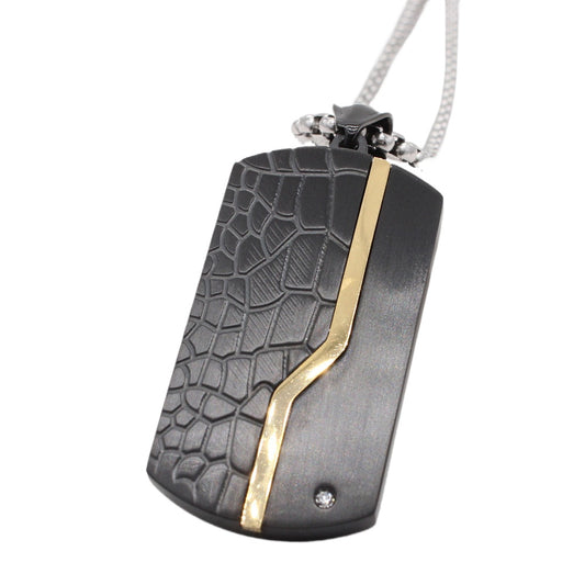 Planderful Titanium Steel Pendant for Men and Women Unisex Minimalist Military Style Statement Necklace