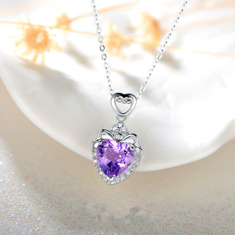 Amethyst Zircon Pendant Necklace