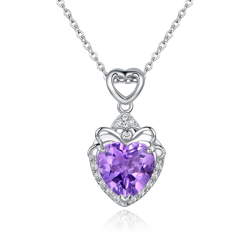 Amethyst Zircon Pendant Necklace