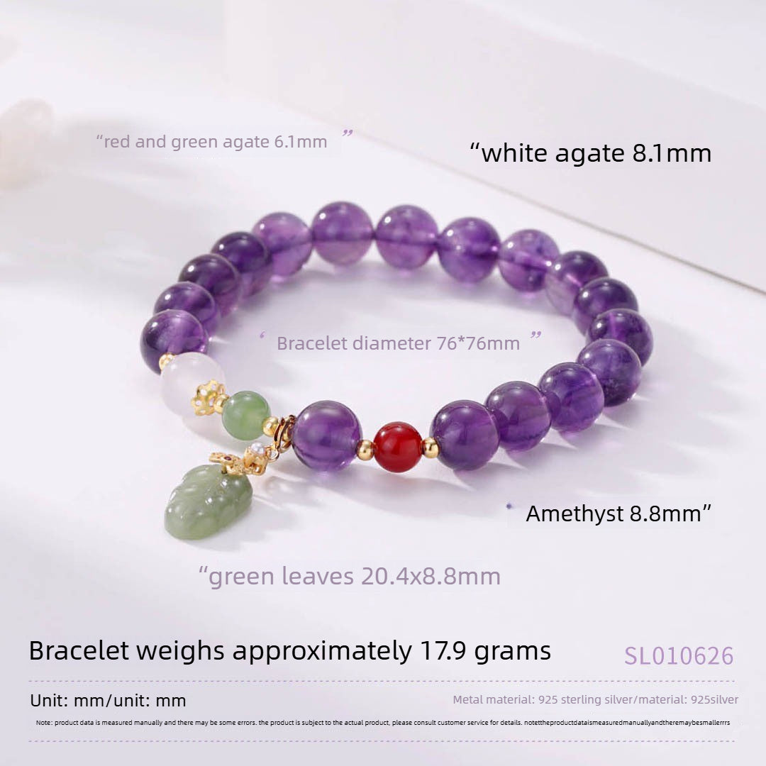 Leaf Amethyst 925 Sterling Silver Bracelet