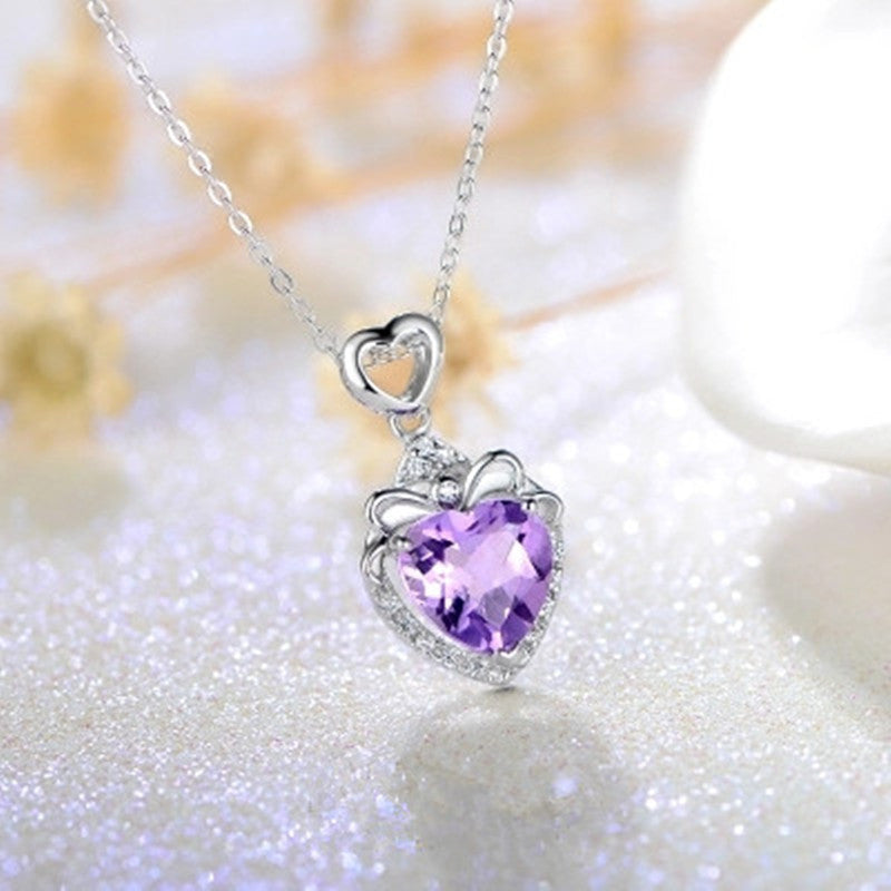 Amethyst Zircon Pendant Necklace