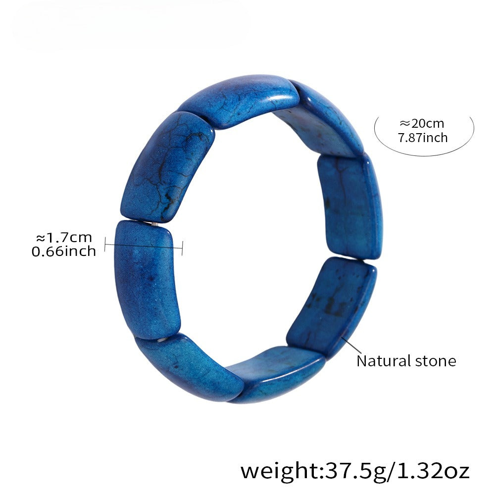 Planderful Jadeite Green Smudged Elastic Bracelet For Women