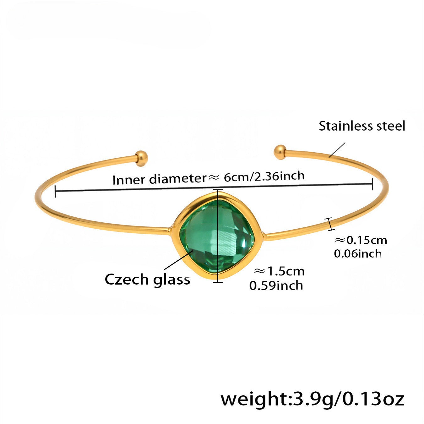 Planderful Czech Glass Open Bracelet For Women Light Luxury