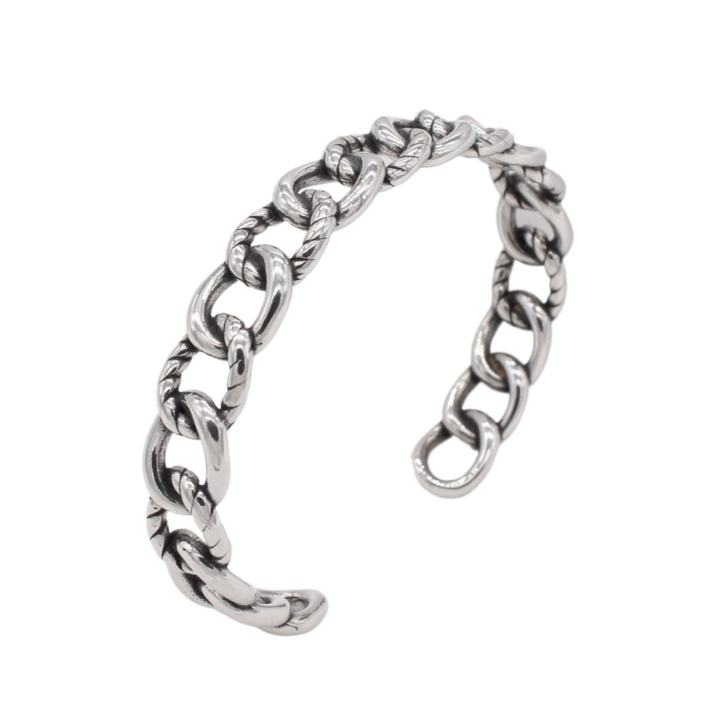 Planderful Everyday Genie – European and American Retro Men's Hollow Chain Opening Bracelet