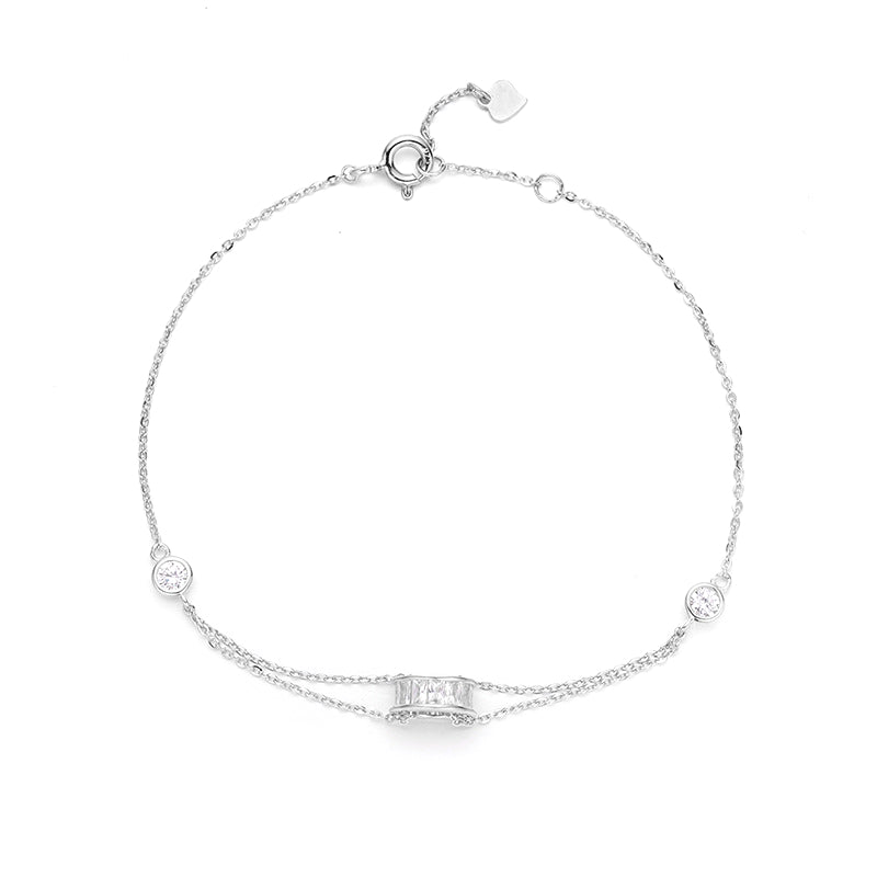 Korean Version Sterling Silver Bracelet with Zircon S925 for Girls