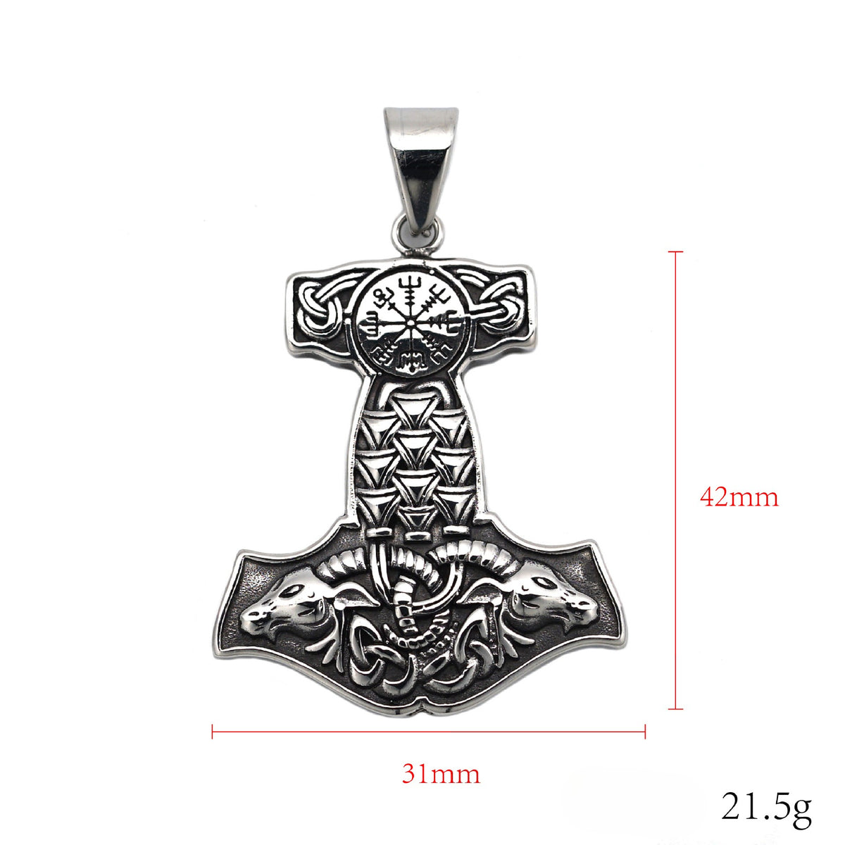Steel Necklace – Vintage Nordic Thor's Hammer Pendant For Everyday Wear Unisex Accessory